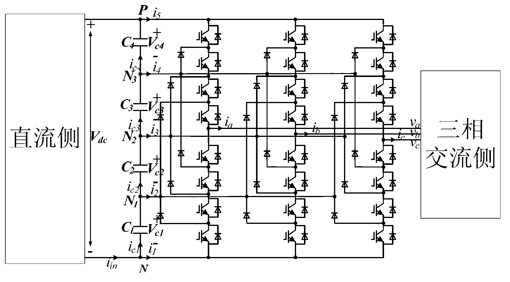 Method for controlling balance of capacitive voltages of five-level diode neutral point clamped converter