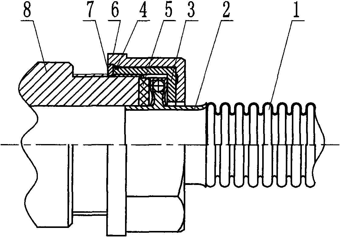 Antitheft and anti-detaching gas meter corrugated pipe connector