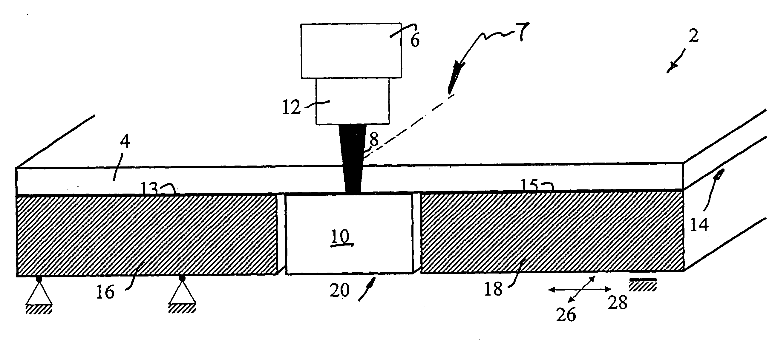 Device for the separative machining of components made from brittle material