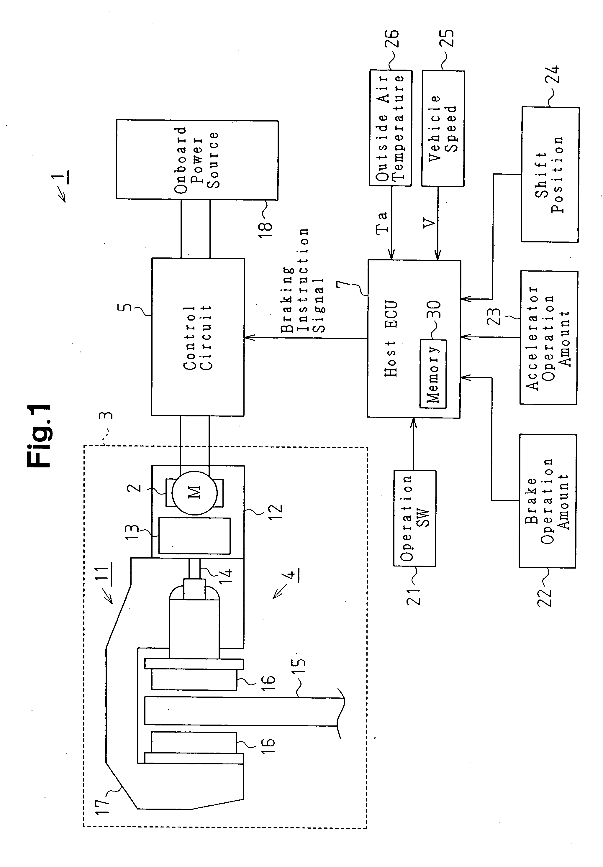 Electric parking brake system and control method for the electric parking brake