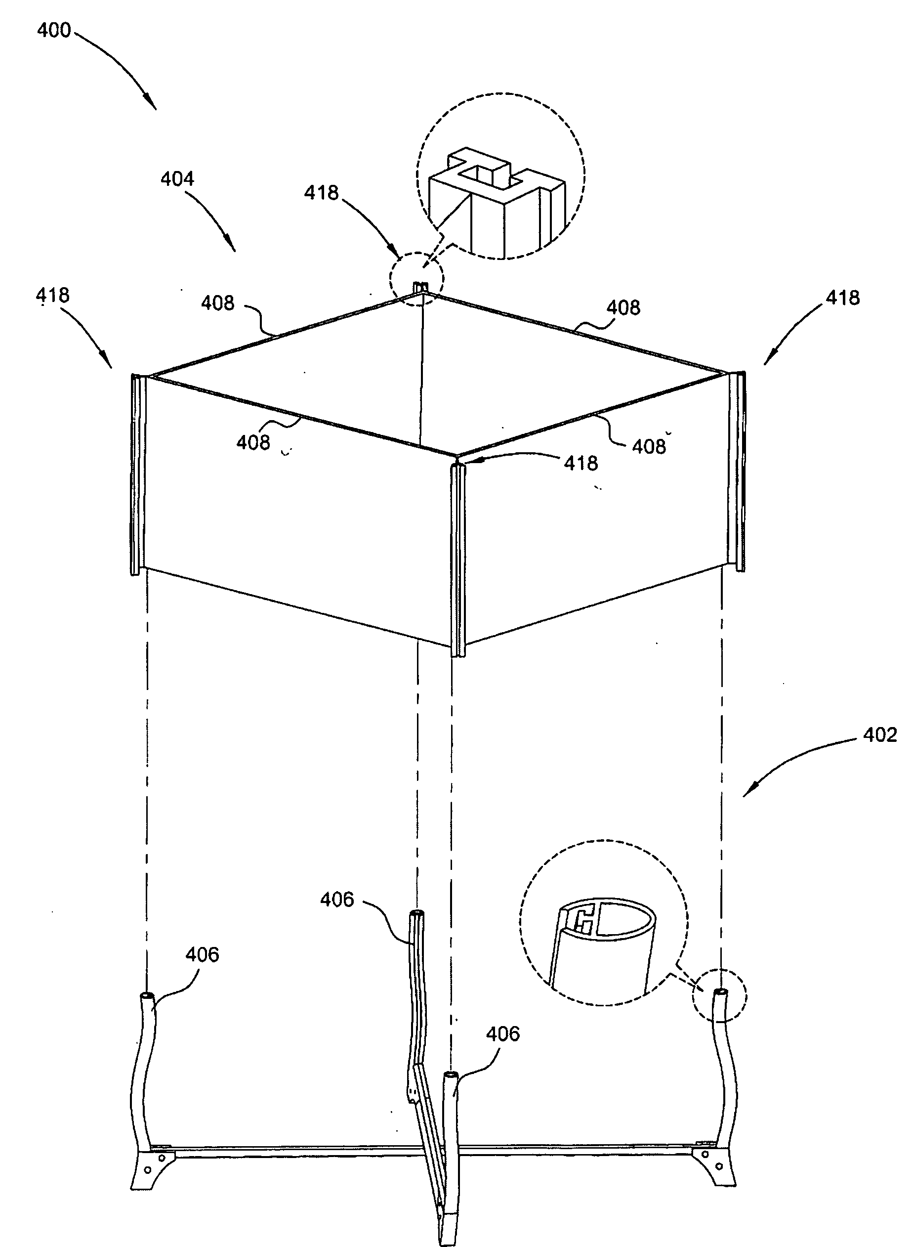 System and method of assembling a nursery device for supporting a baby occupant