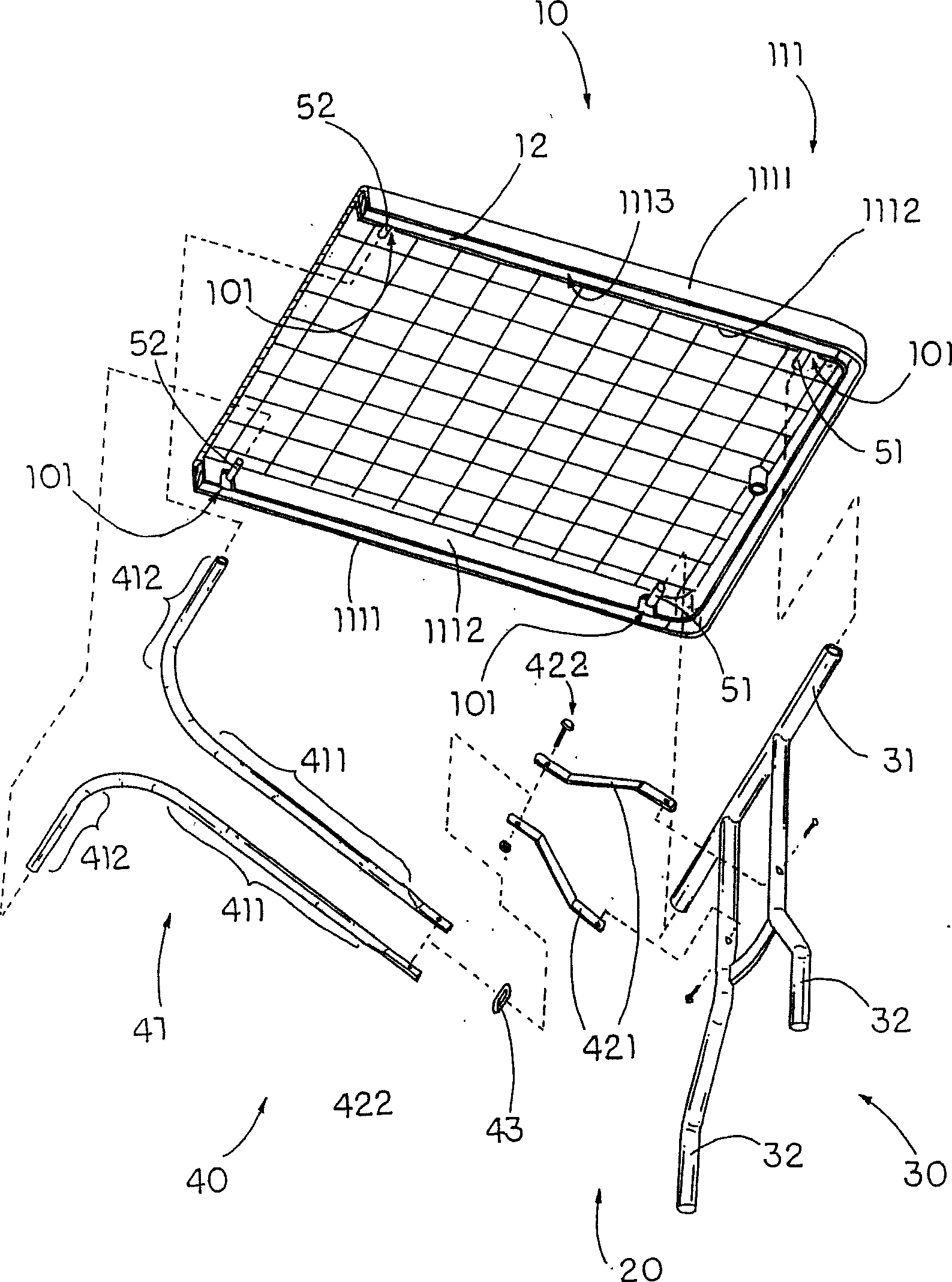 Dining table and foldable legs thereof