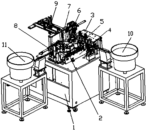 Assembling machine for components of vehicle mounted antenna