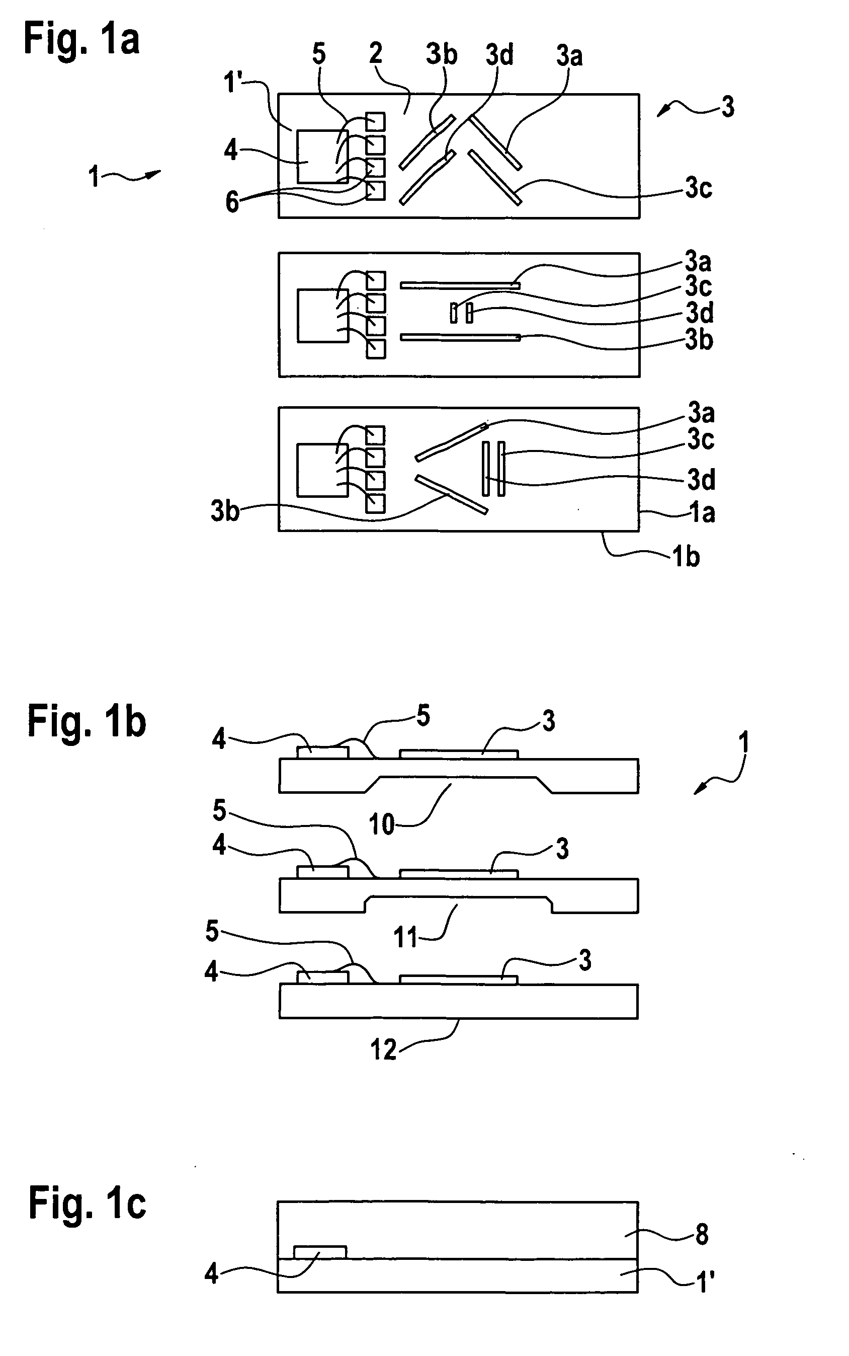 Device for measuring torsions, bendings, and the like, and corresponding manufacturing method