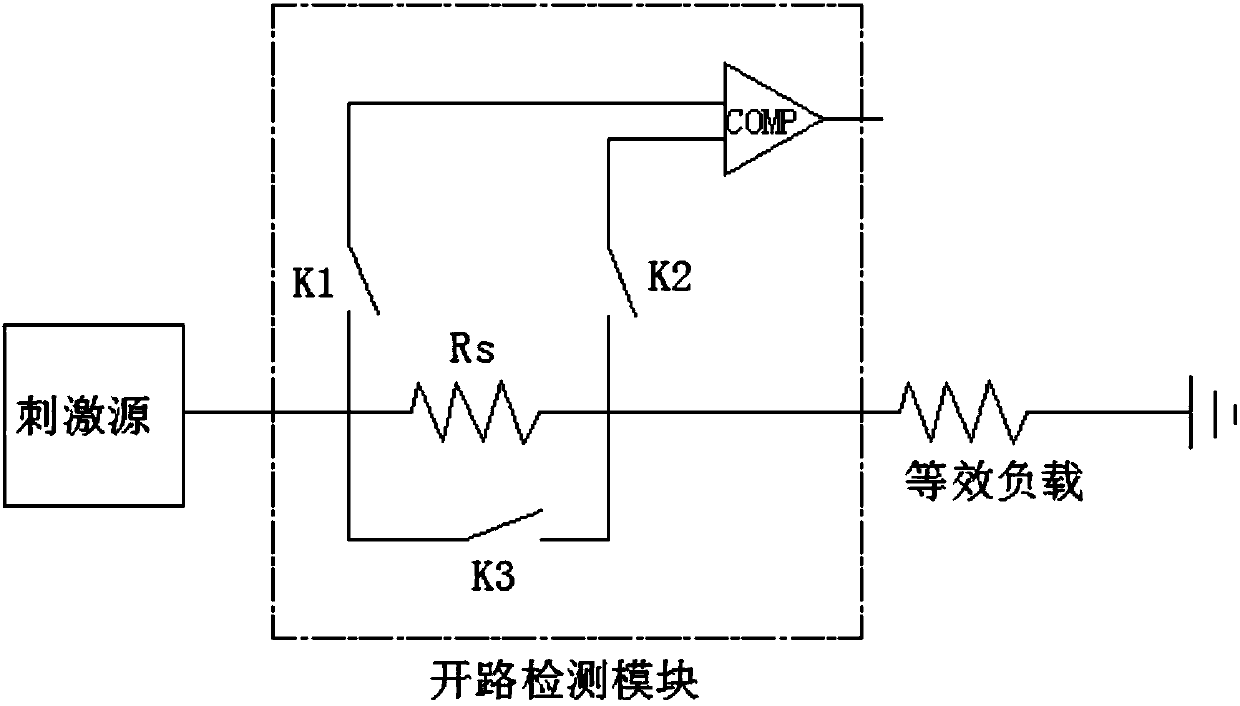 Open-circuit detecting module and open-circuit detecting method for nerve stimulator