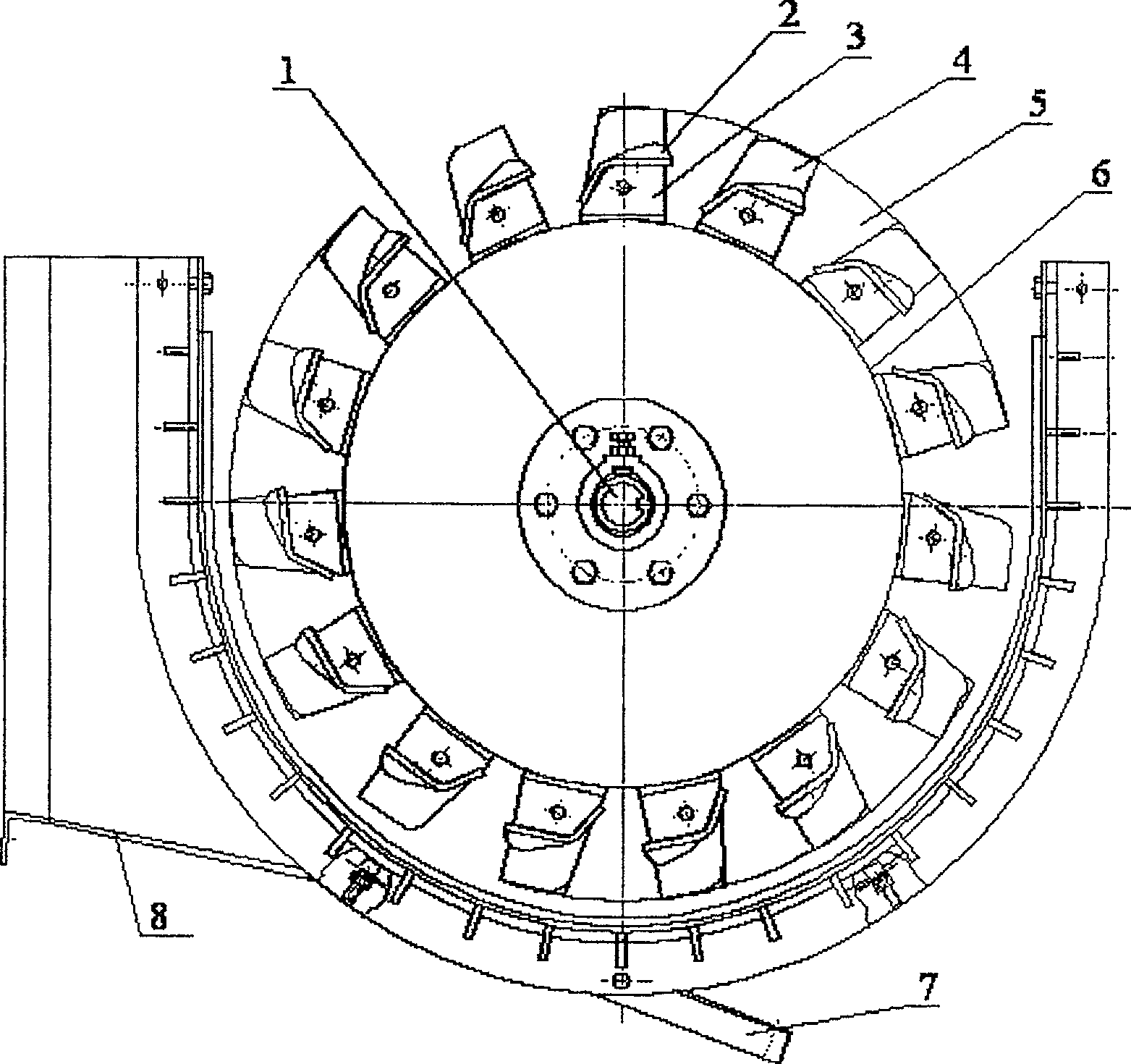 Axial flow threshing separation facility in tangential feeding type