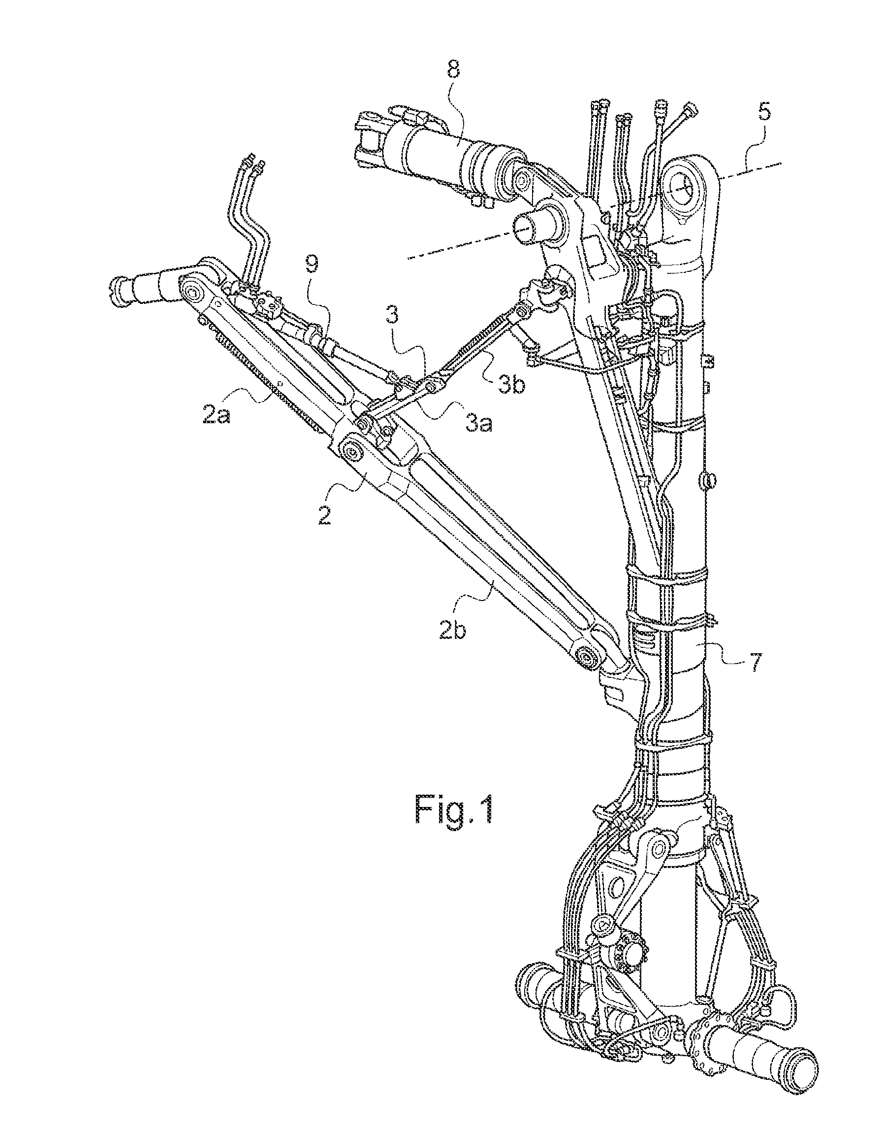 A device for unlocking an undercarriage in a deployed position, and an undercarriage fitted with such a device