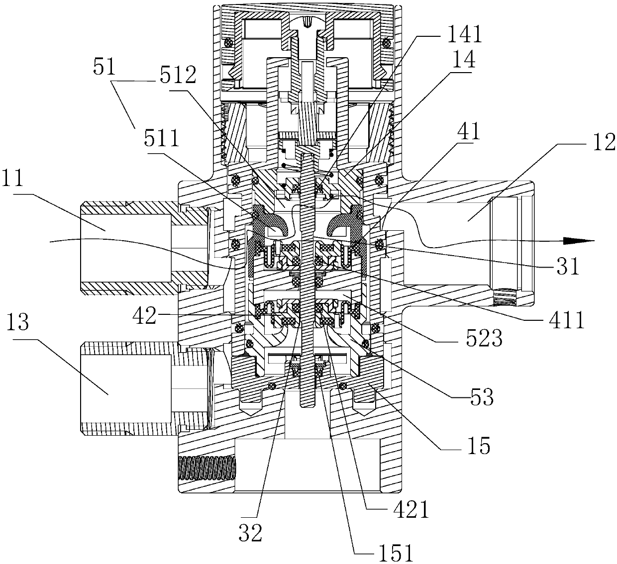 Waterway switching structure and water outlet switching device of combined shower