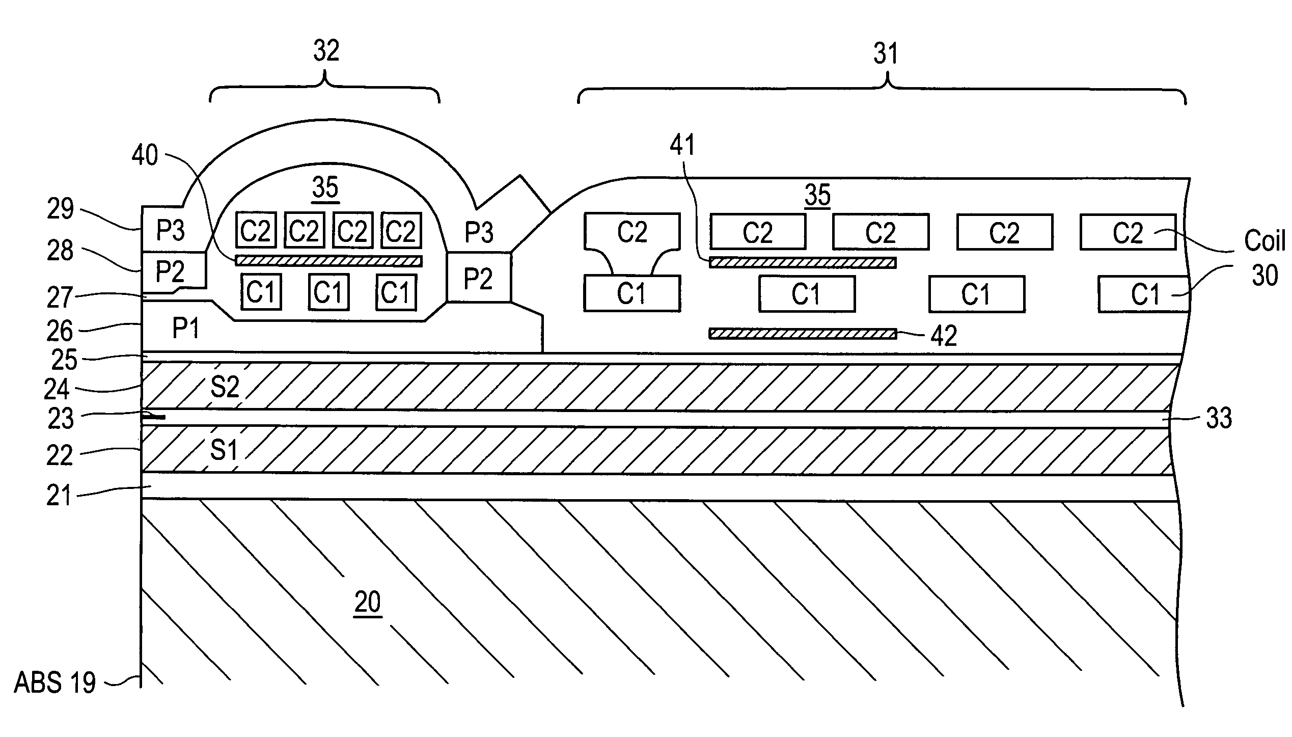 Magnetic recording head with resistive heating element located near the write coil