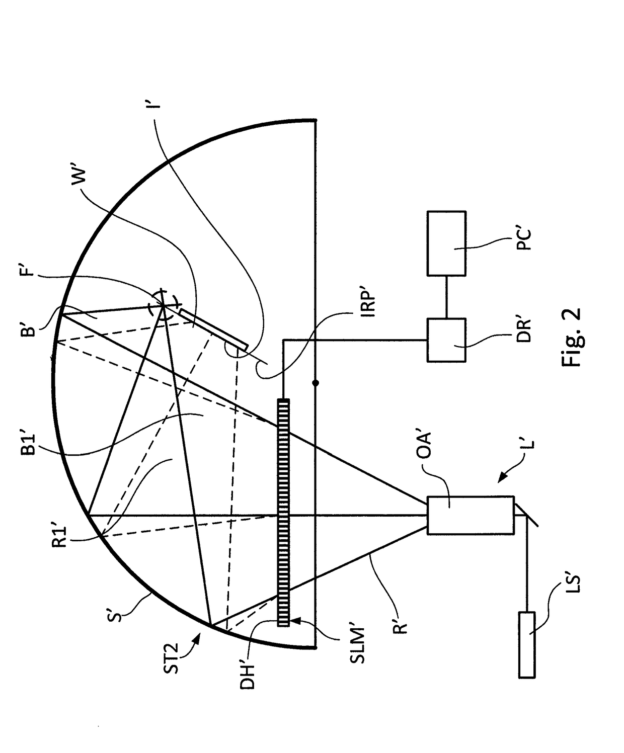 System and method for generating a lithographic image with the use of a reflective concave curvilinear surface and a digital hologram in a diverging beam