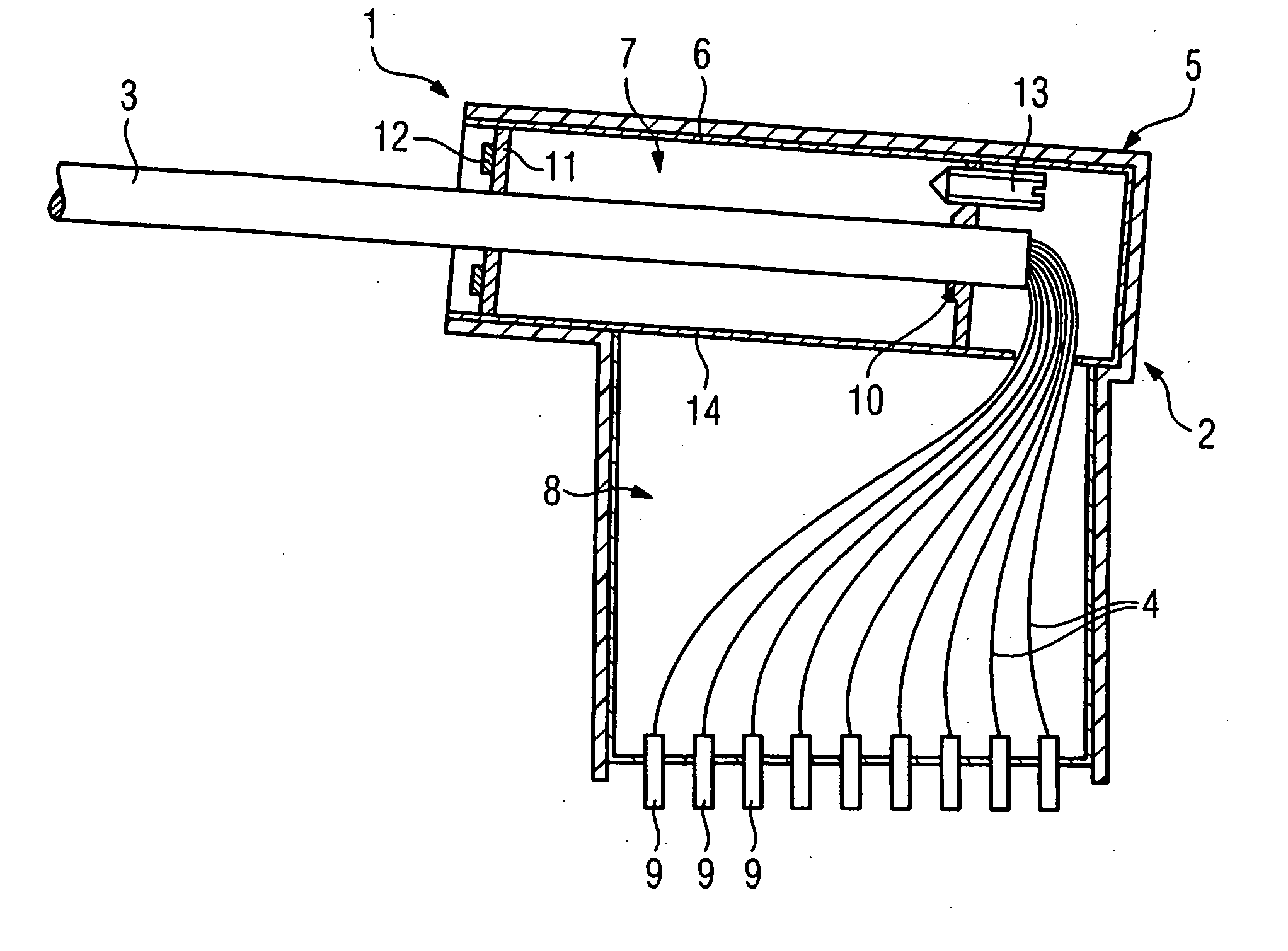 Feed line for a local coil for magnetic resonance imaging with standing wave barrier integrated into the plug thereof