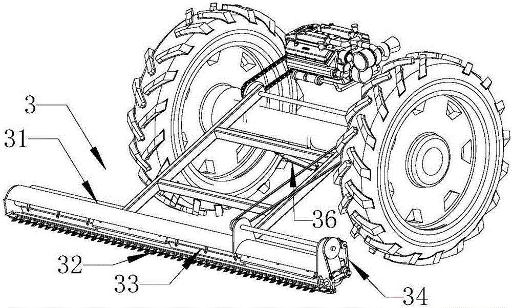 Harvester with hoisting type lower header and capable of crushing straws