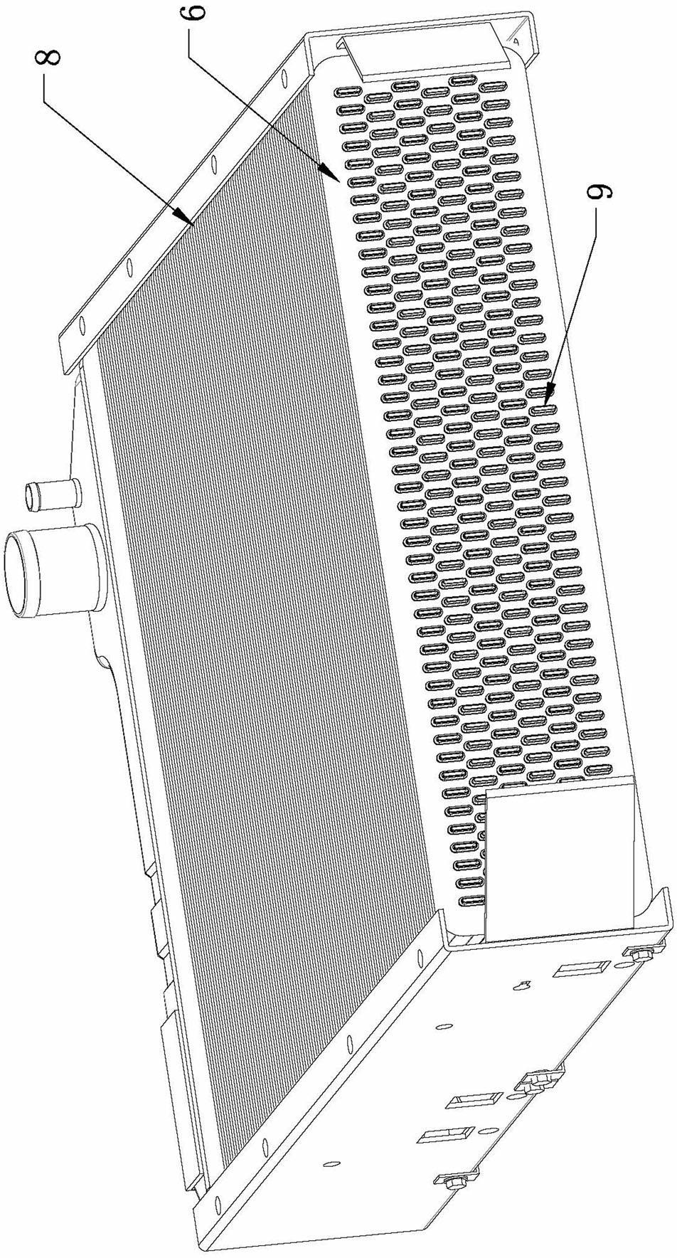 Aluminum finned water tank of water-cooled engine