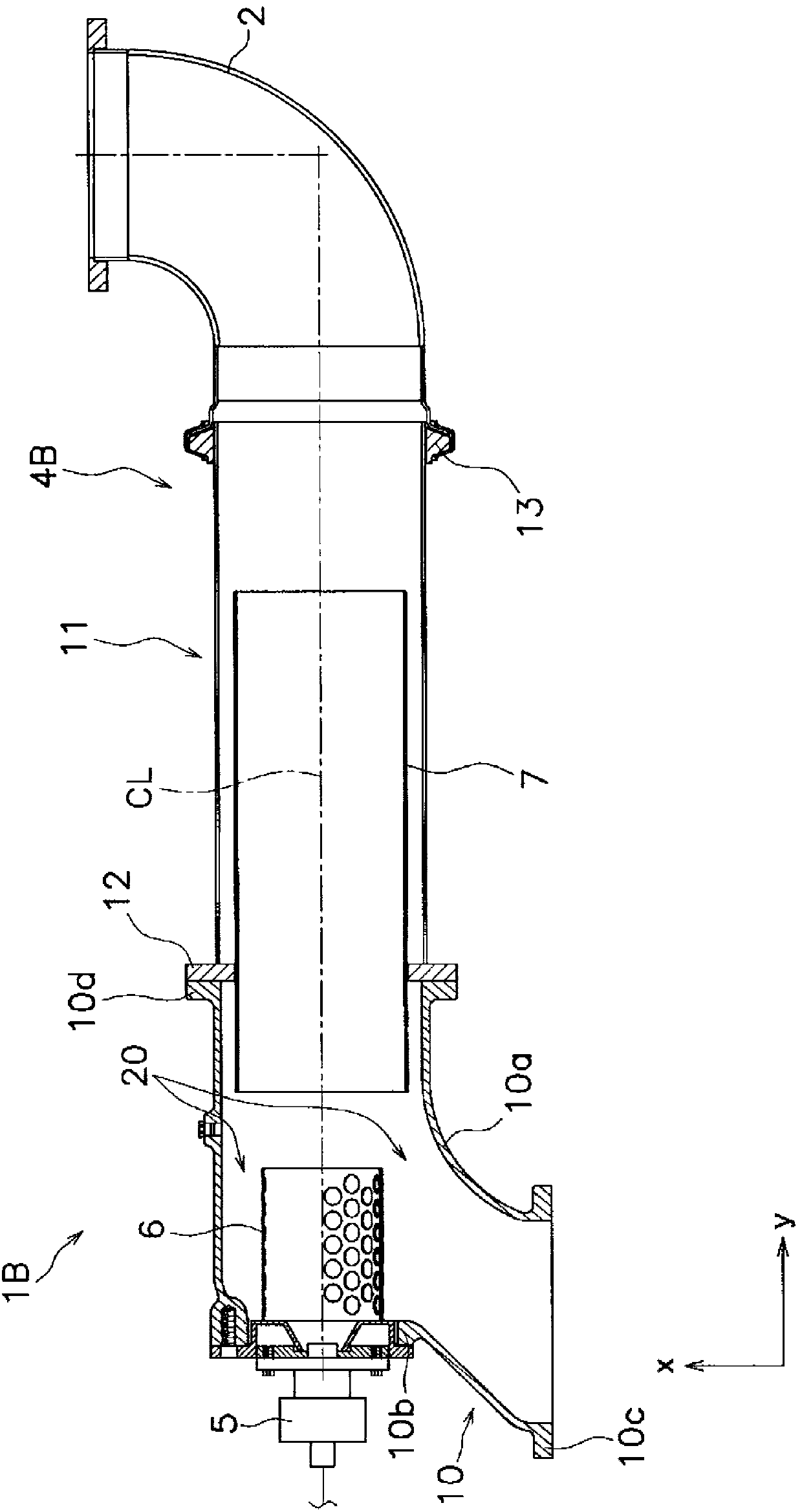 Mixing device for reducing agent aqueous solution and exhaust gas post-processing device