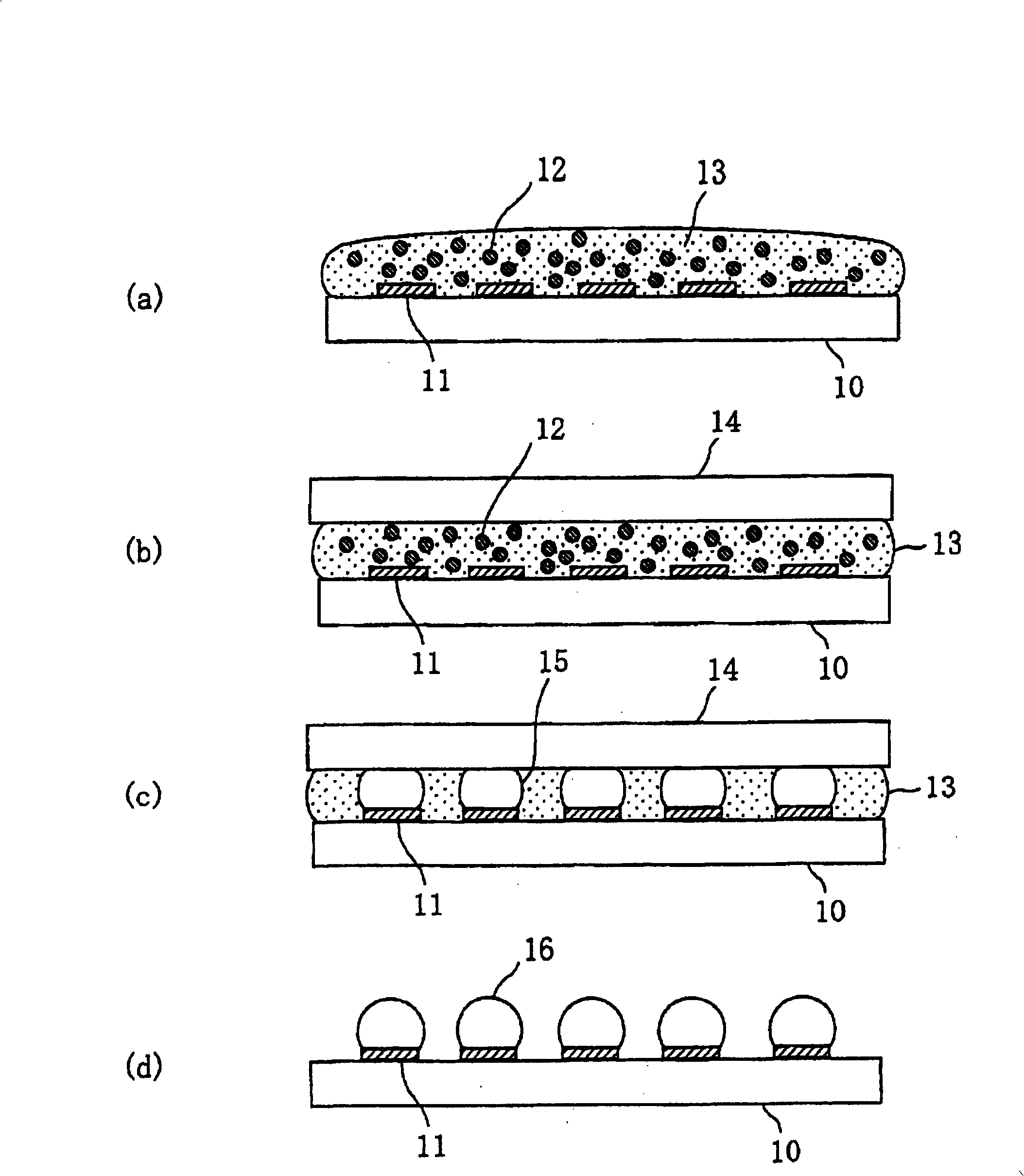 Flip chip mounting method and flip chip mounting element