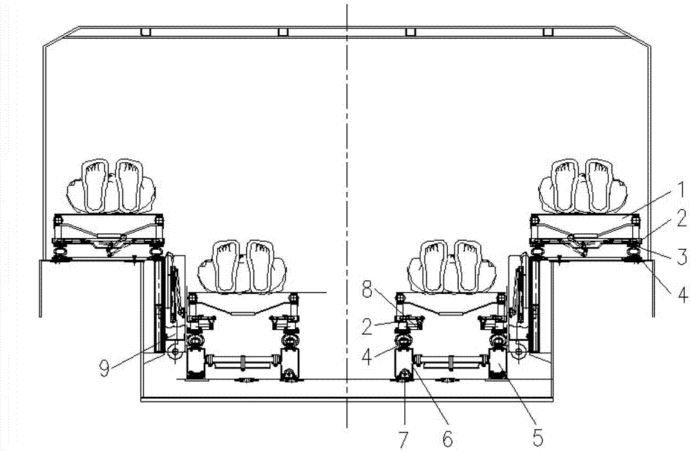 Rescue cabin stretcher support frame system