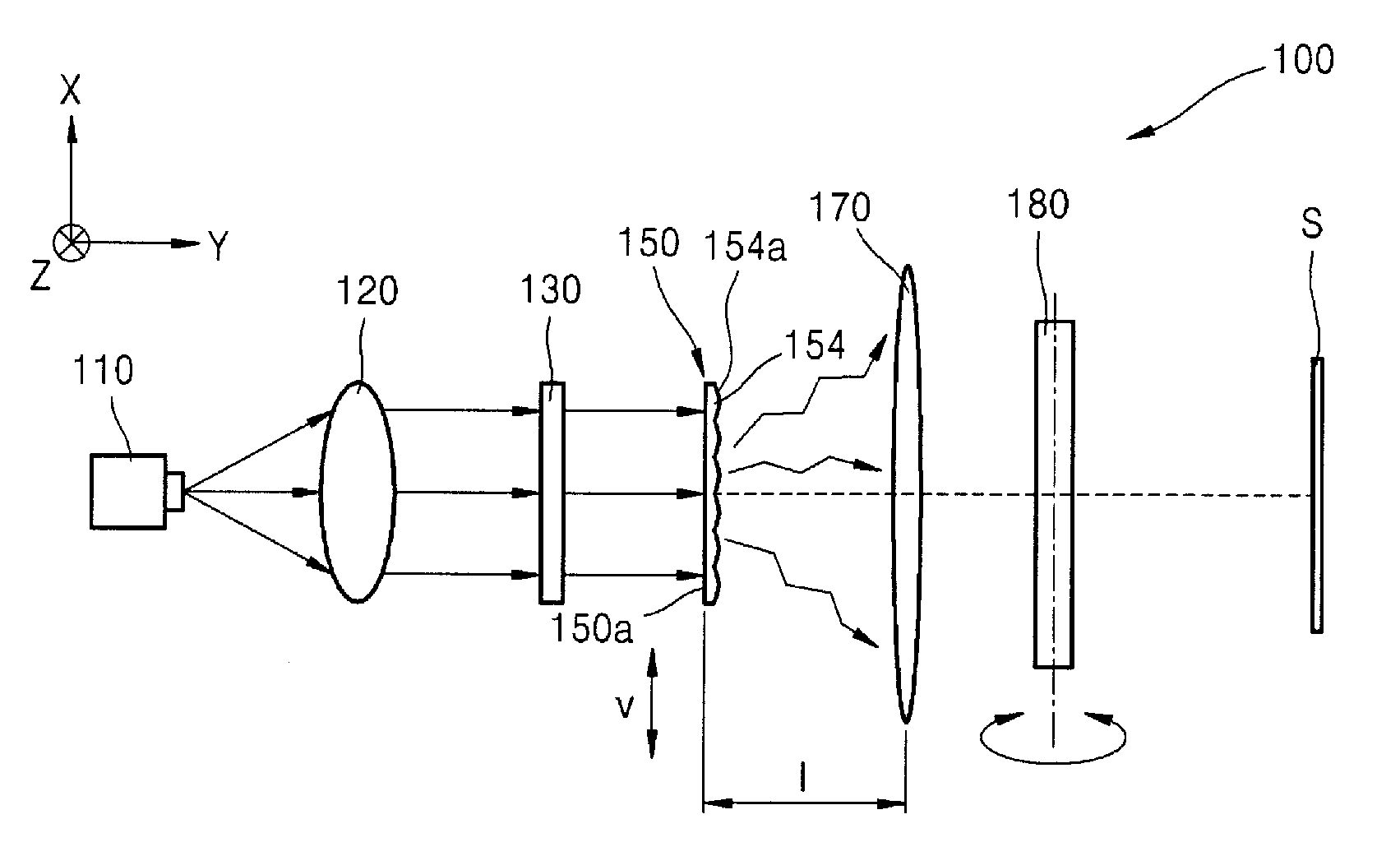 Diffuser having shape profile for reducing speckle noise and a laser projection system employing the same