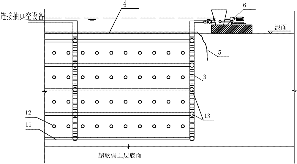 Immediate processing method for drainage solidifying of super soft soil shallow surface space