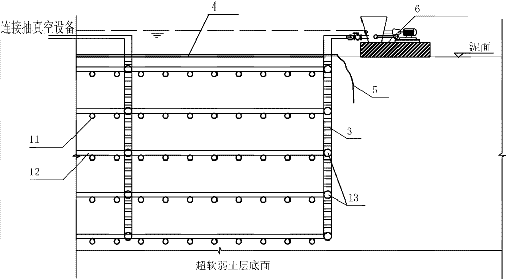 Immediate processing method for drainage solidifying of super soft soil shallow surface space