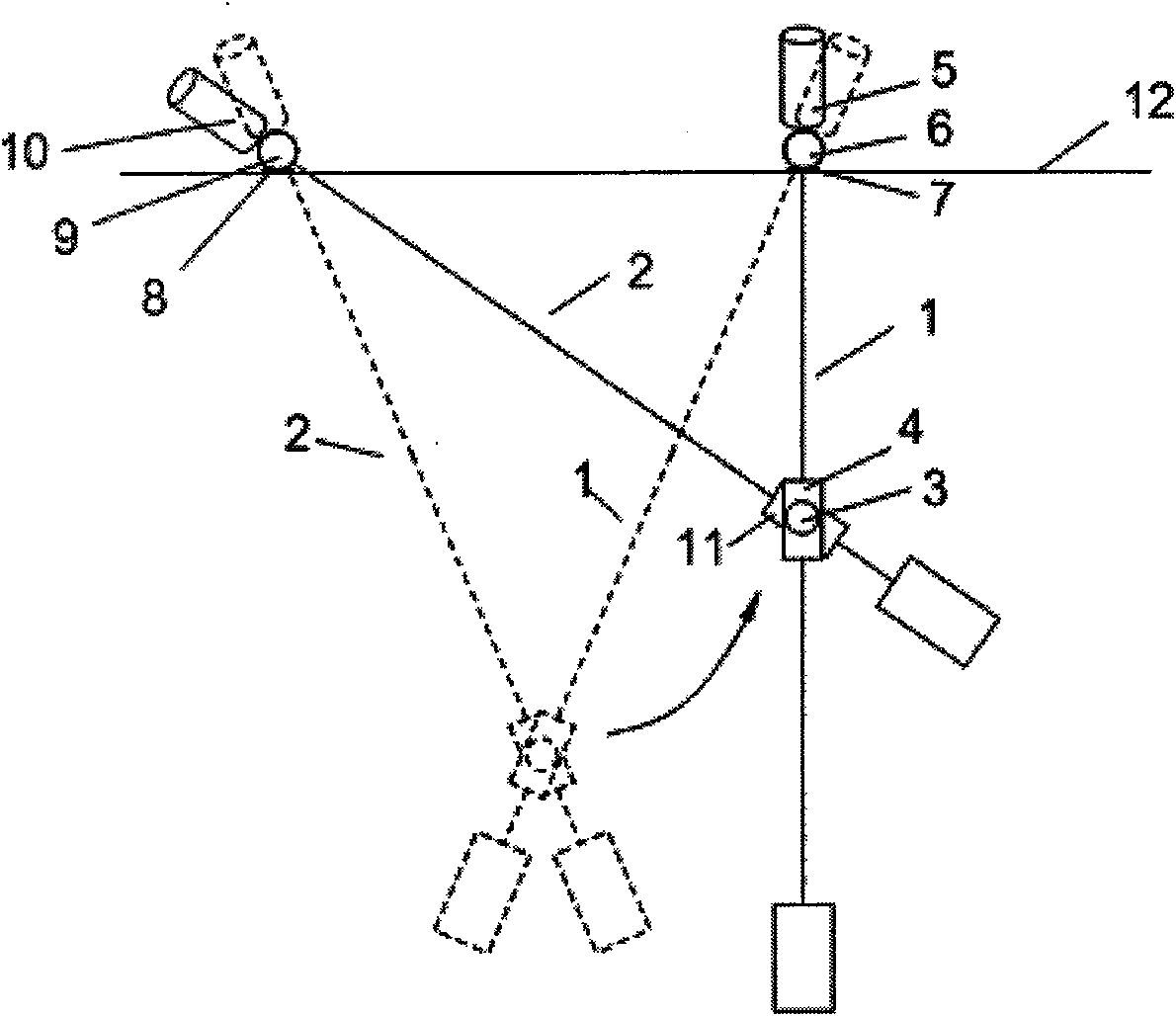 Overhead cable climbing robot walking and obstacle spanning mechanism