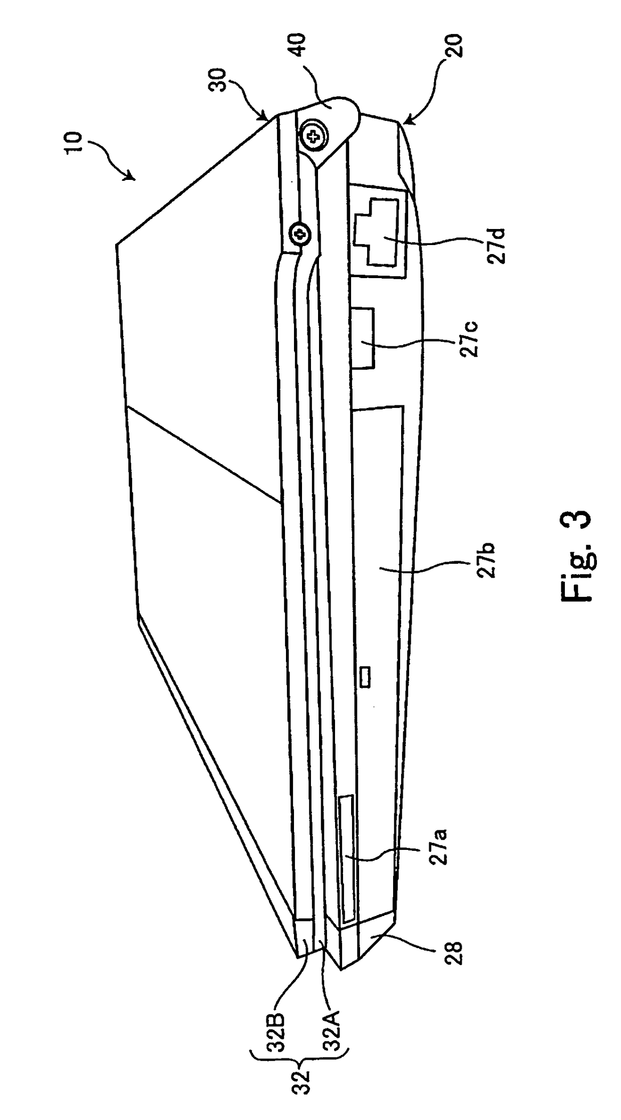 Display device having a display cabinet with rib portions surrounding the rim of a front and back cover