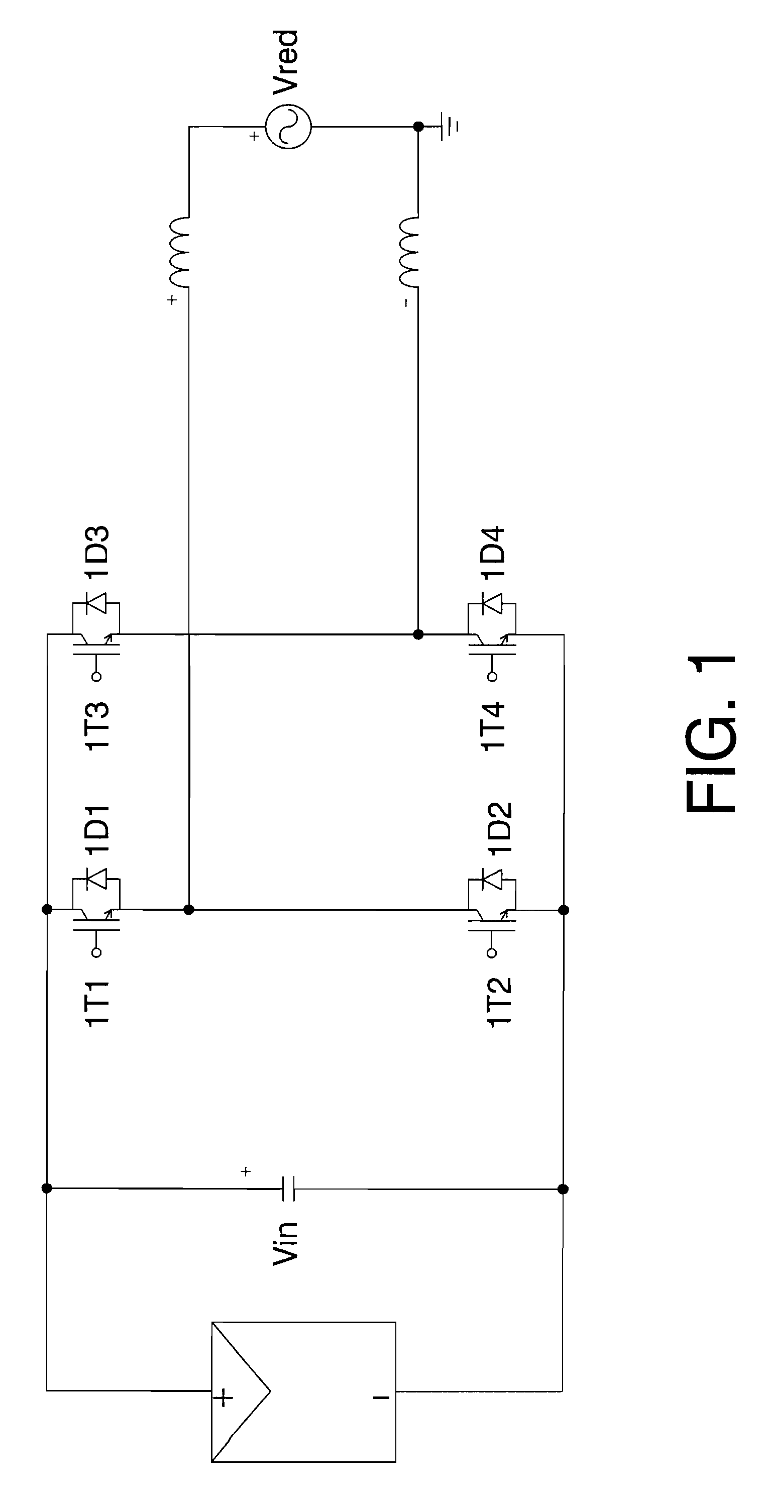 Electric circuit for converting direct current into alternating current