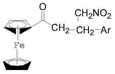 1-ferrocenyl-3-aryl-3-nitromethylene-acetone and preparation method thereof