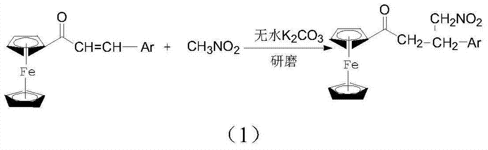 1-ferrocenyl-3-aryl-3-nitromethylene-acetone and preparation method thereof