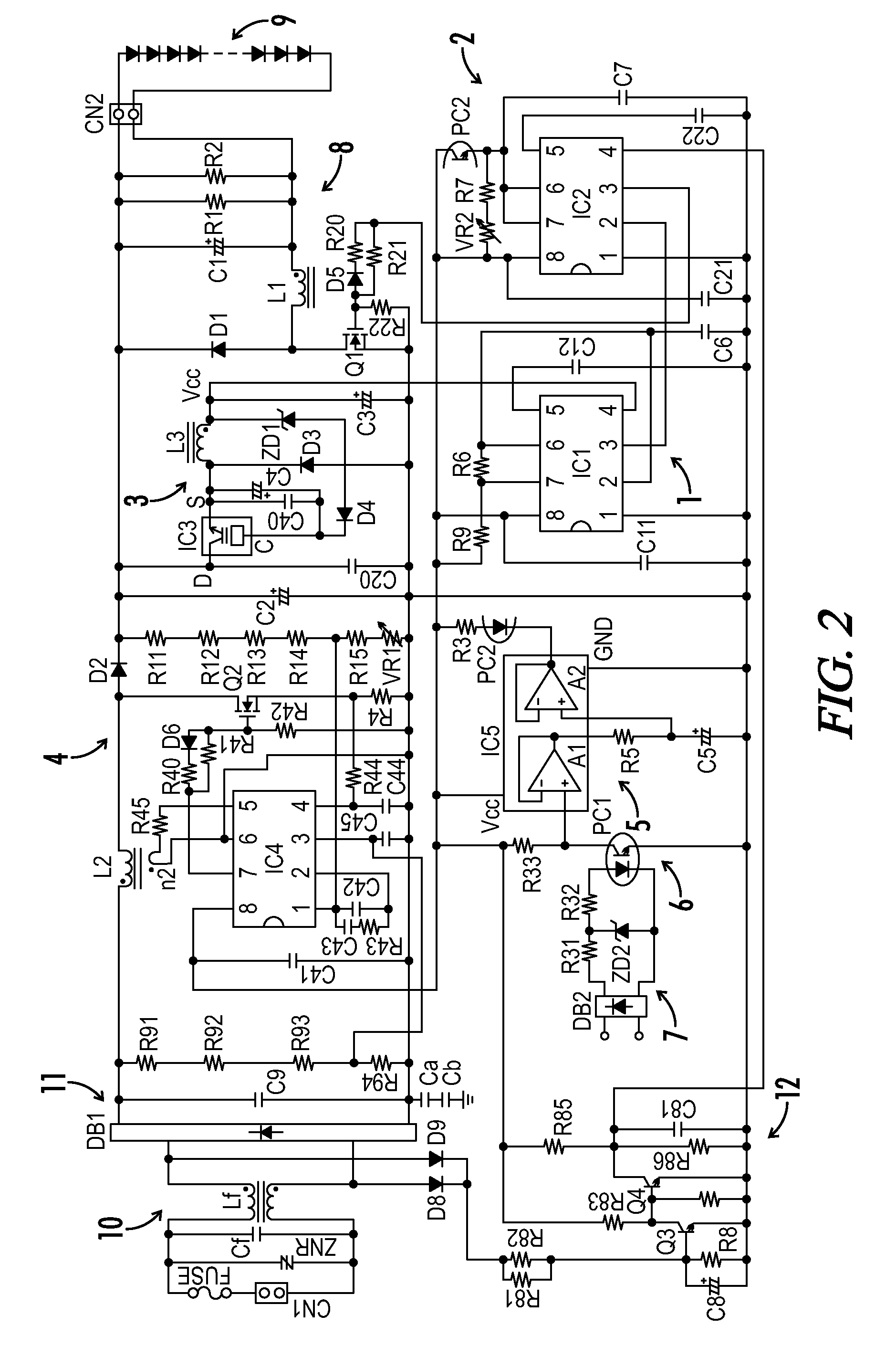 LED lighting device with output impedance control