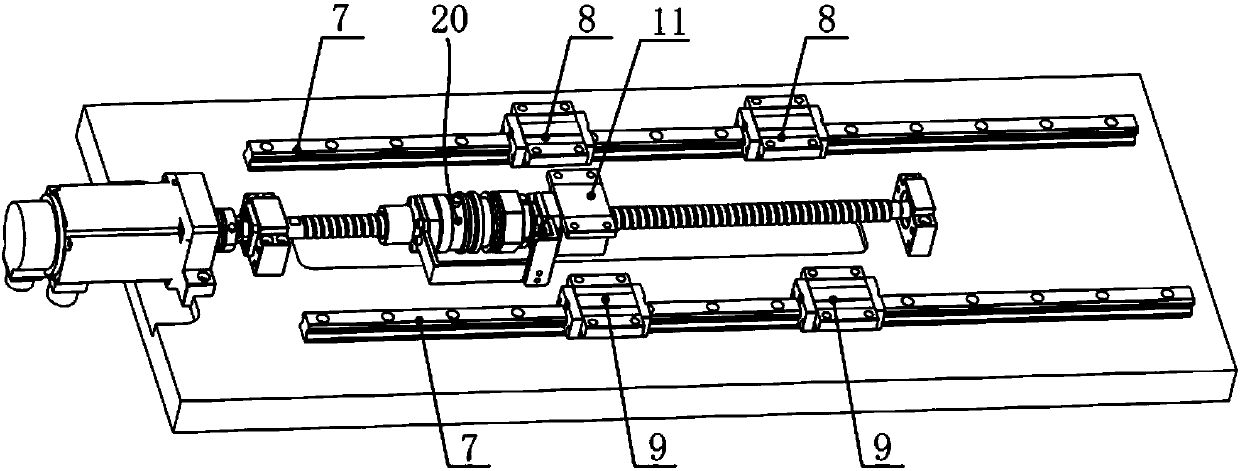 Double-nut ball screw pair preload adjustment and measurement device and linear feed system