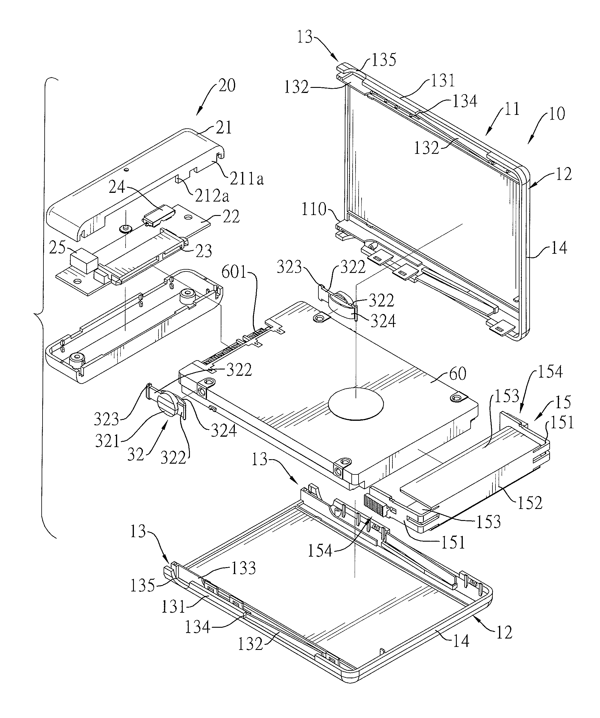 Detachable External Hard Drive Enclosure and Bridge Device Therefor