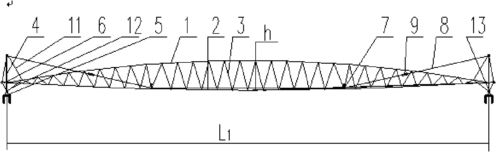 Roof with approximately quadrate plane and super large space pre-stressed steel grid structure and manufacturing method thereof