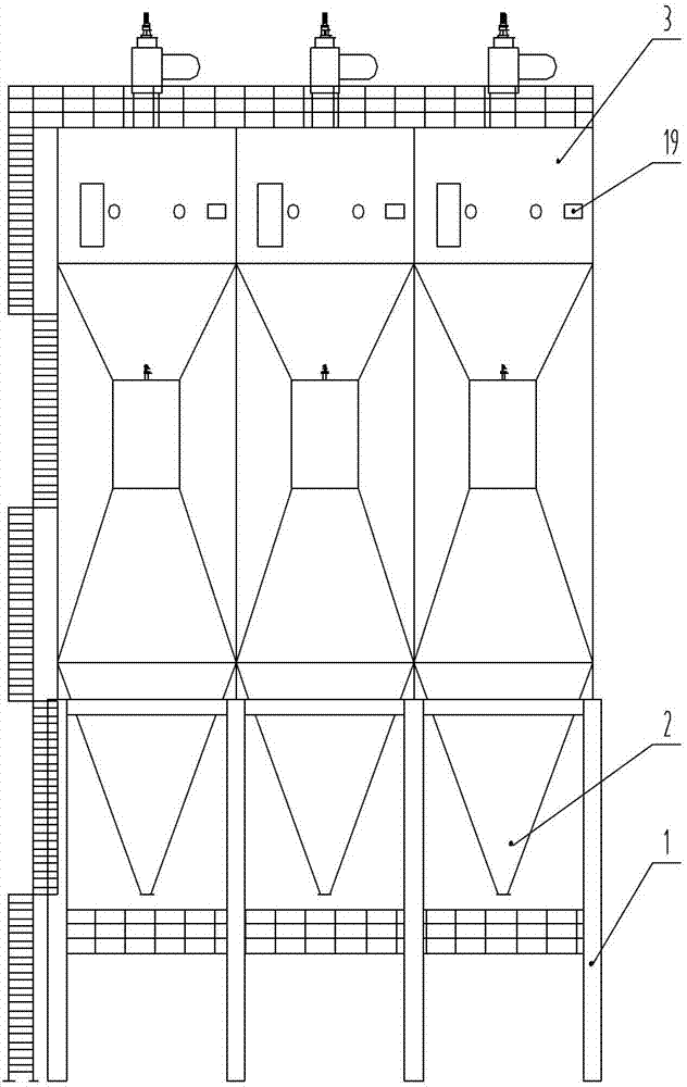 Rotary positioning and pulse back-blowing bag type dust remover and dust removing method thereof