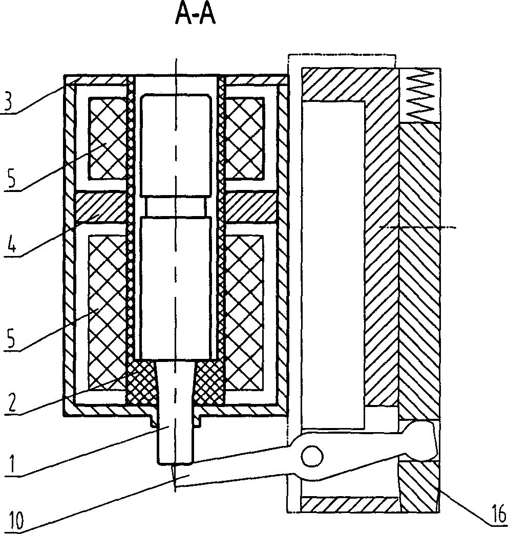 Electromagnet for controlling shuttle box of weft machine