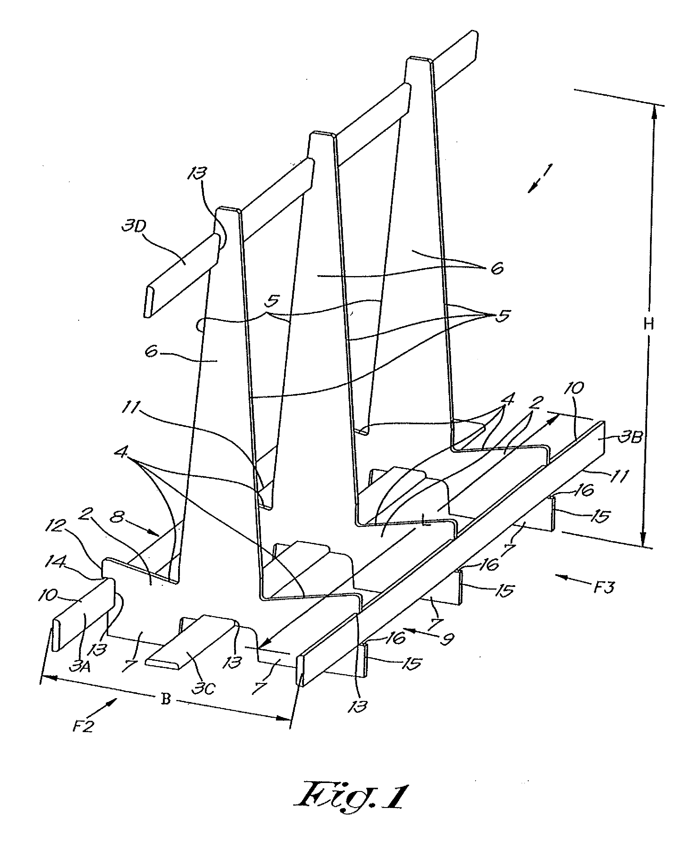Element for the storage, handling and transport of essentially sheet-form objects