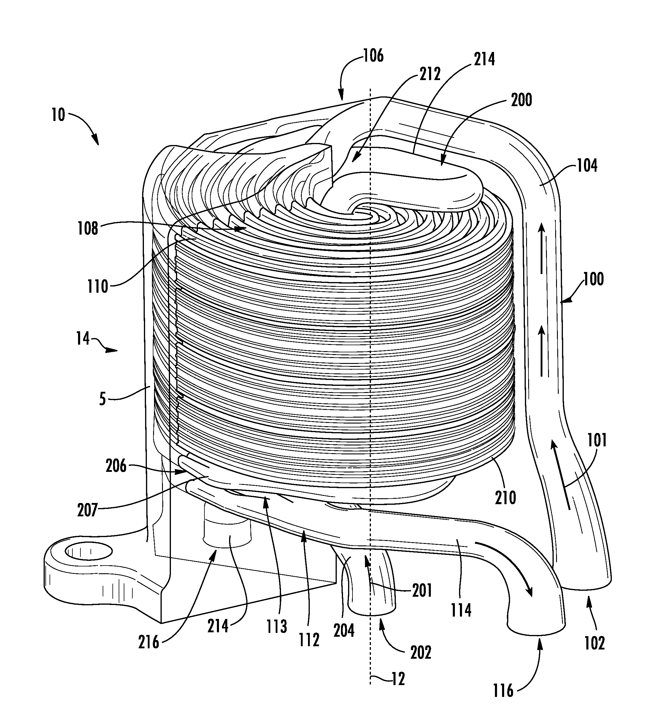 Counter-flow heat exchanger with helical passages
