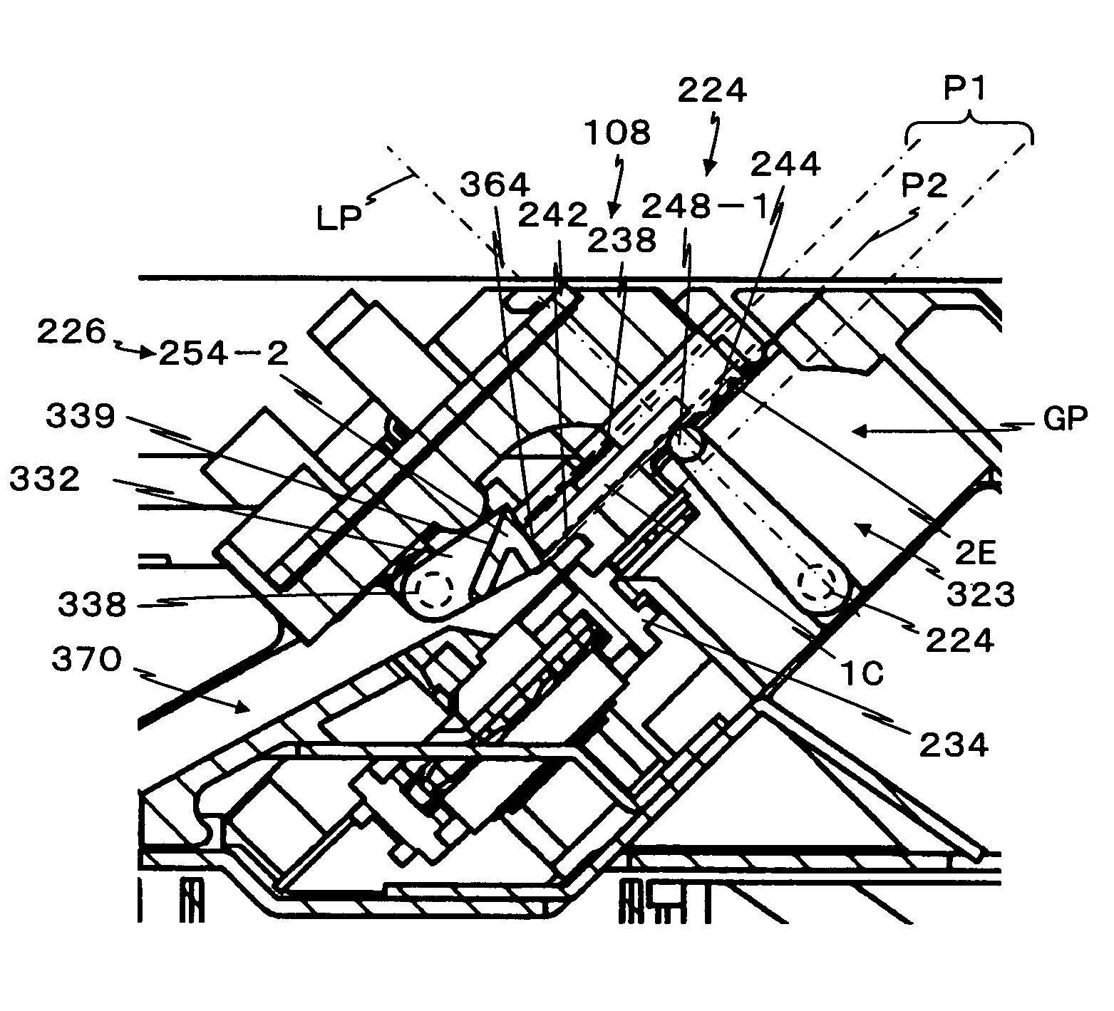 Compact distribution device for separating a plurality of coin denominations