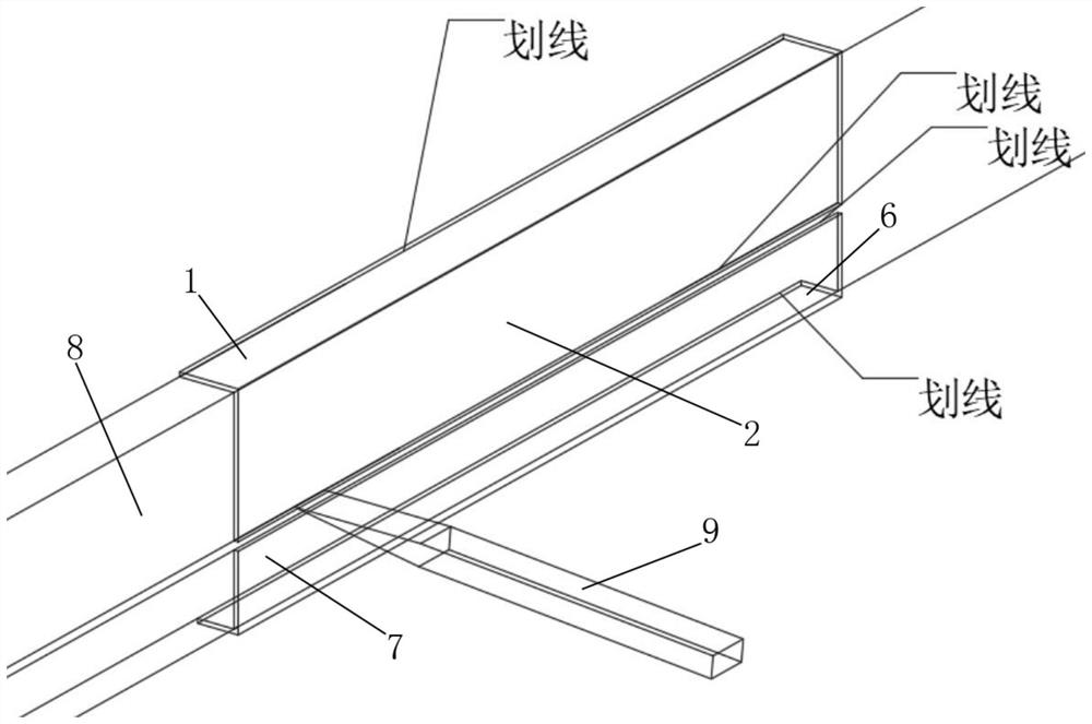 Auxiliary device and auxiliary method for scribing before beveling of steel plate