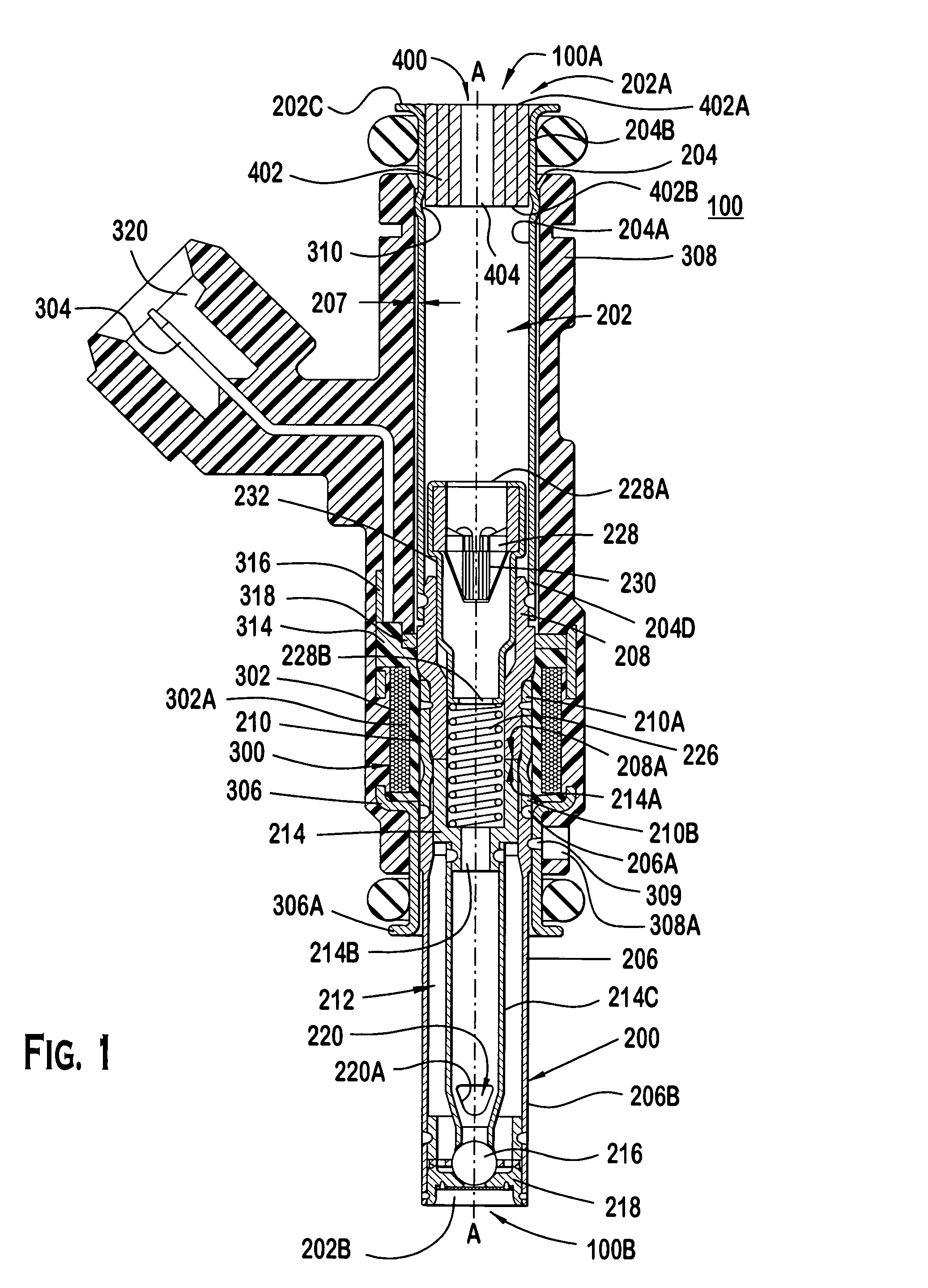 Modular fuel injector with a spiral damper member and method of reducing noise