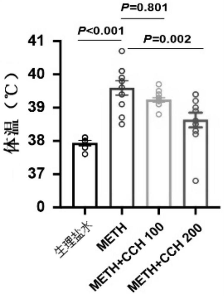 Application of hydrogen and hydrogenated coral calcium in preparation of medicines for treating hyperpyrexia and mental disorder caused by methylamphetamine