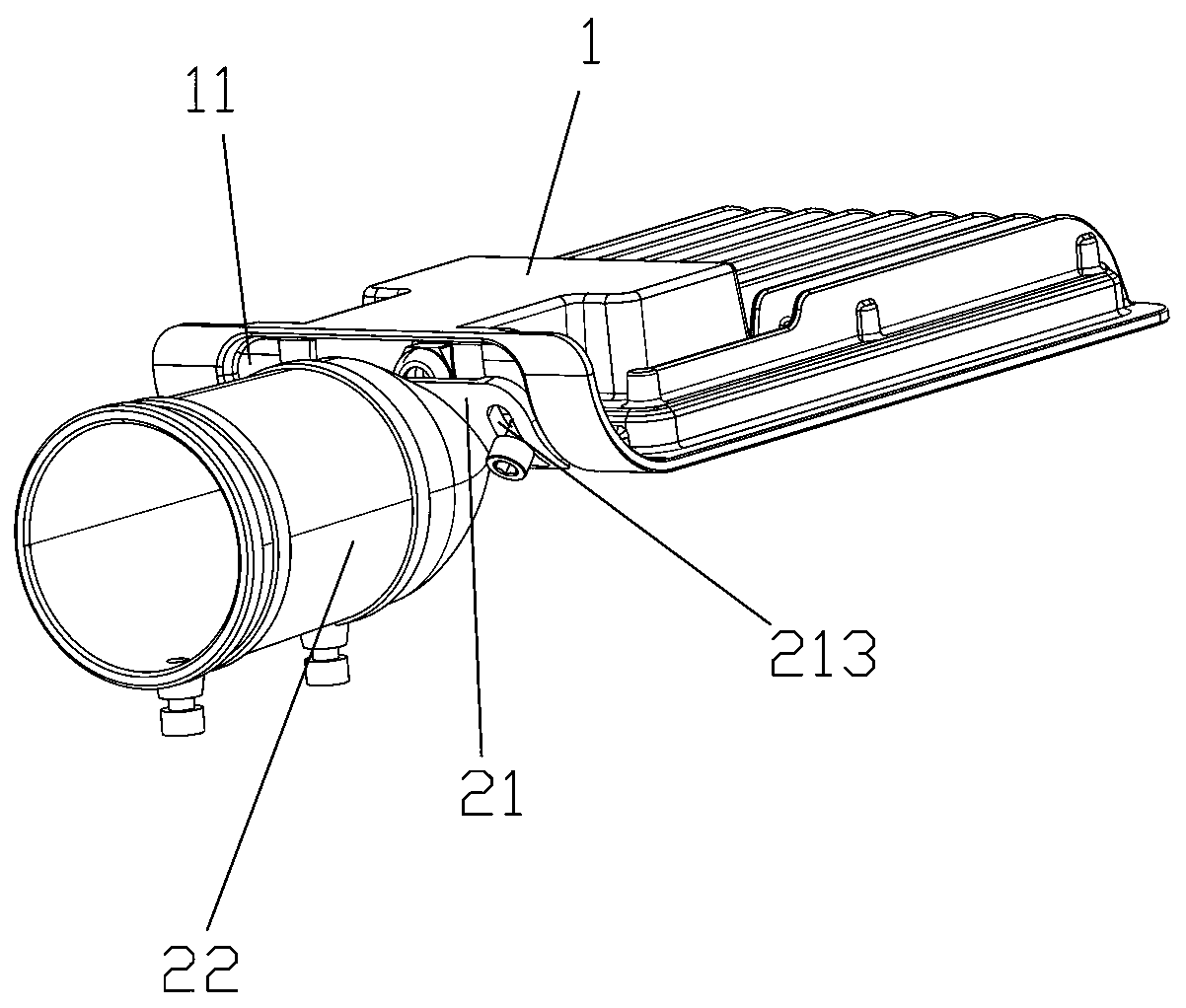 Connecting structure of streetlamp body and support