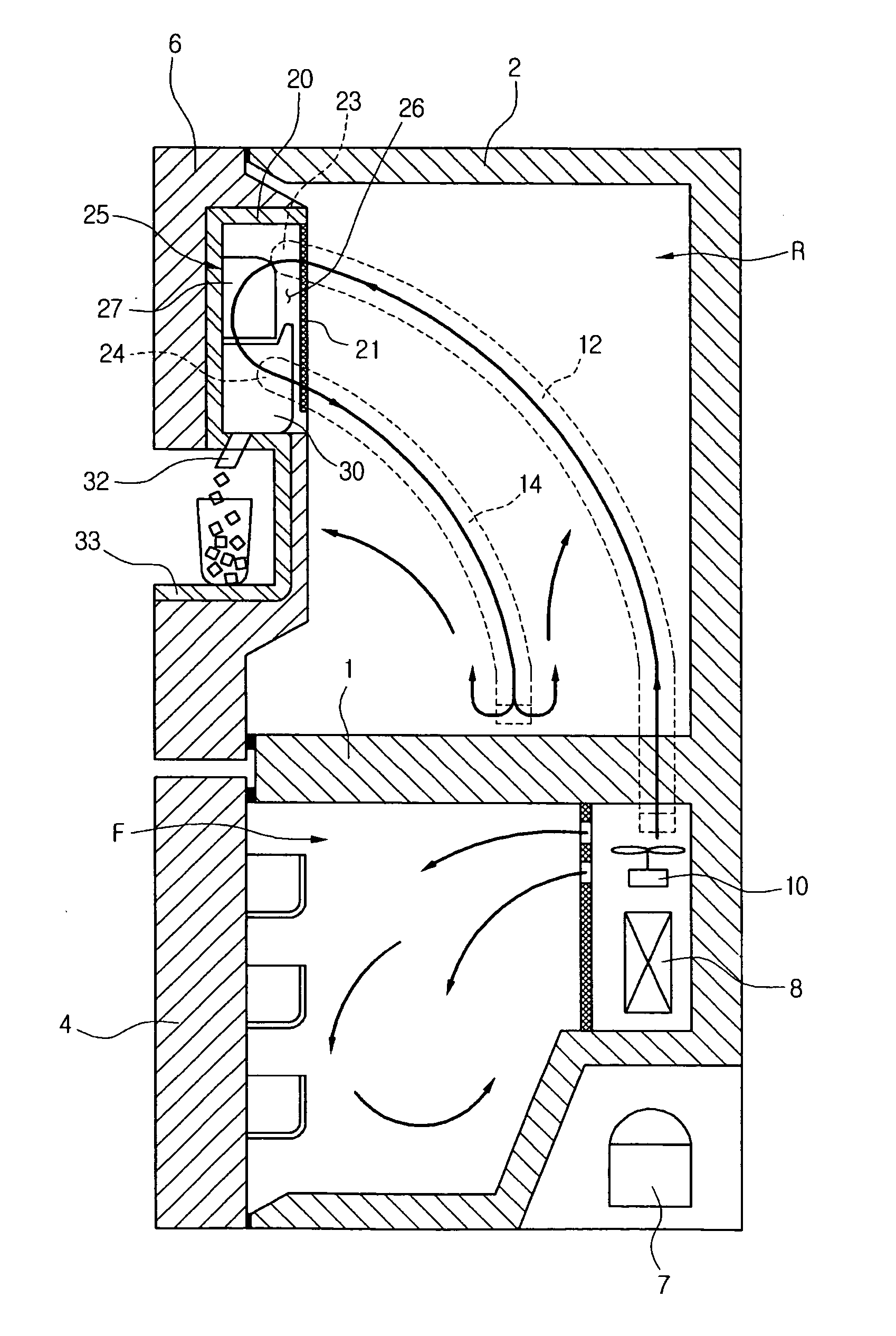 Refrigerator and airflow passage for ice making compartment of the same