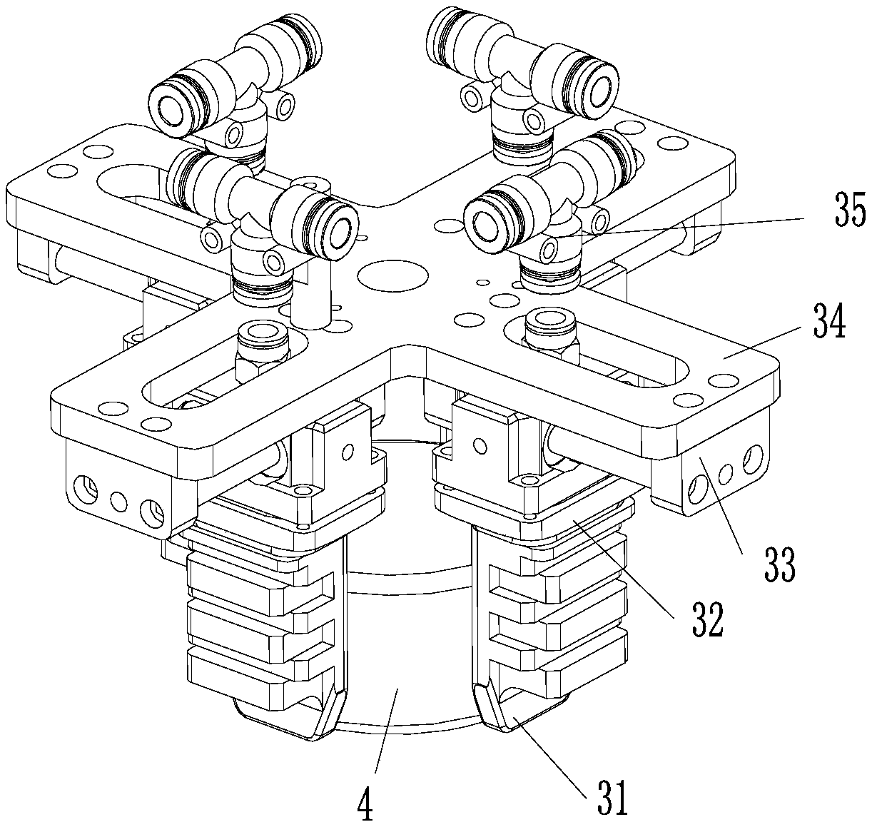 Size-adaptive article grabbing method and device adopting same