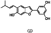 Application of compound of (E)-5-[6-hydroxy-5-(3-methyl-1-butenyl)-2-benzofuranyl] phenyl-1, 3-diol to preparation of pancrelipase inhibitor