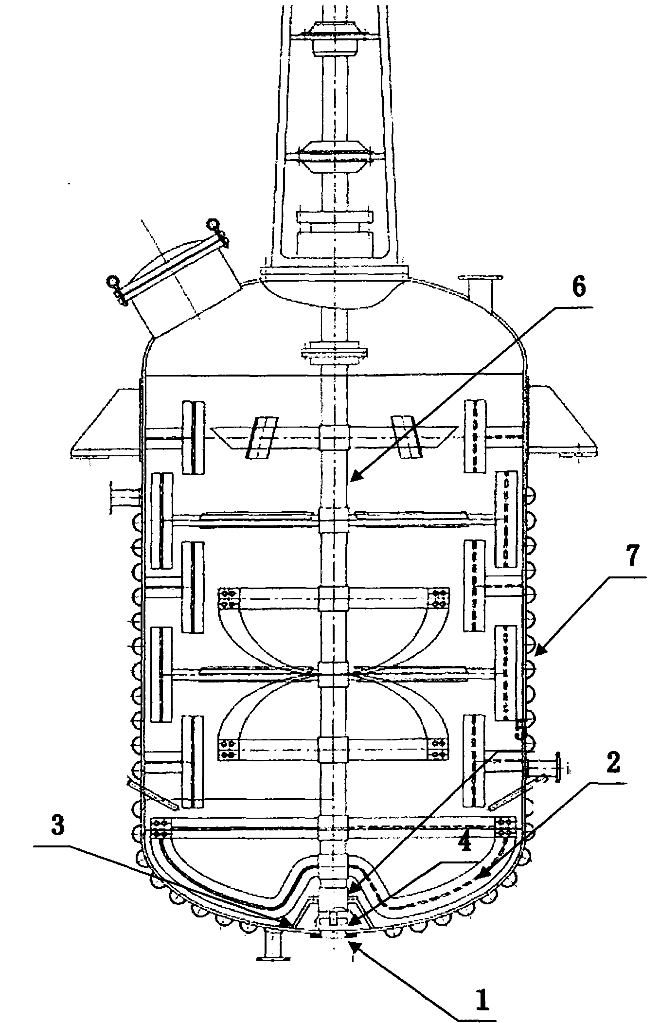 Mixing shaft lower positioner with small blade