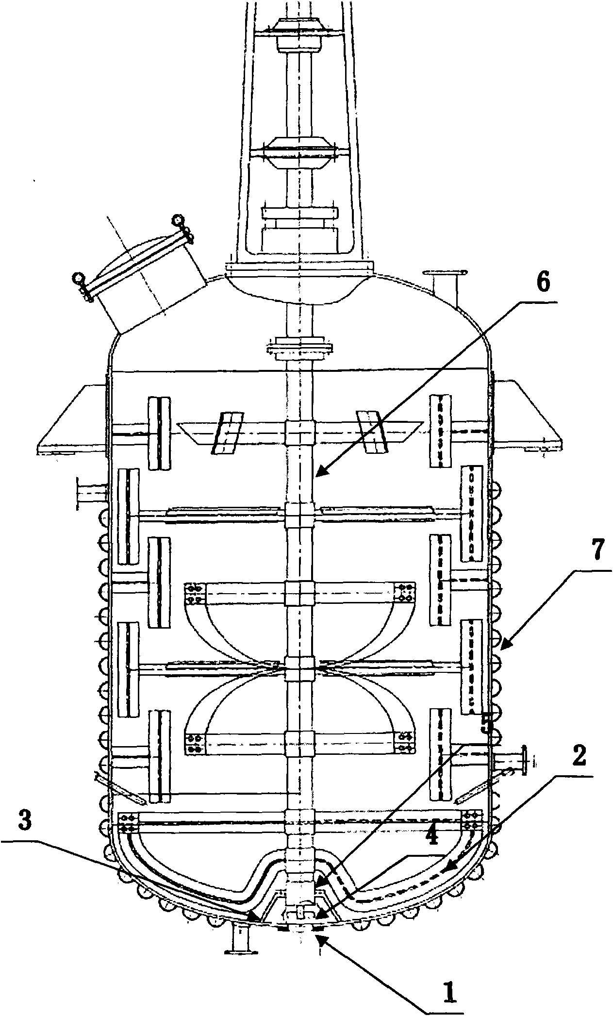 Mixing shaft lower positioner with small blade