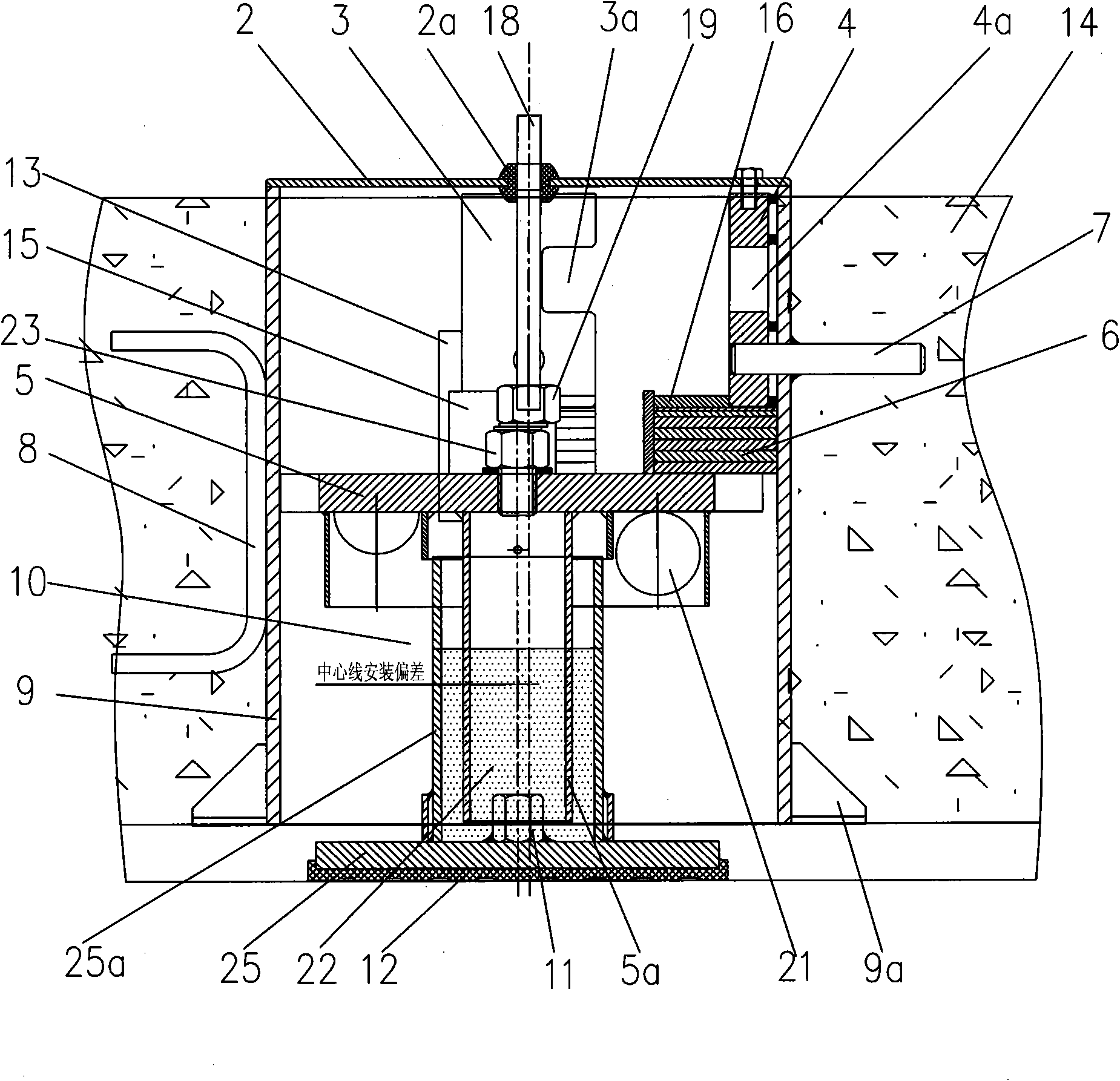 Vibration isolating support structure of damping spring floating track bed and installation method thereof