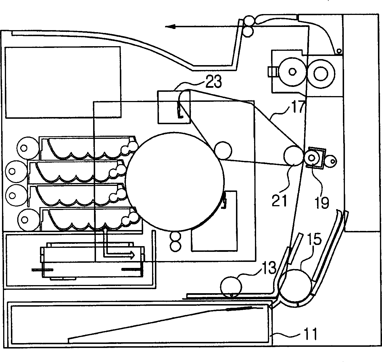 Double-face electronic processor-camera mechanism and method for controlling its toner image concentration