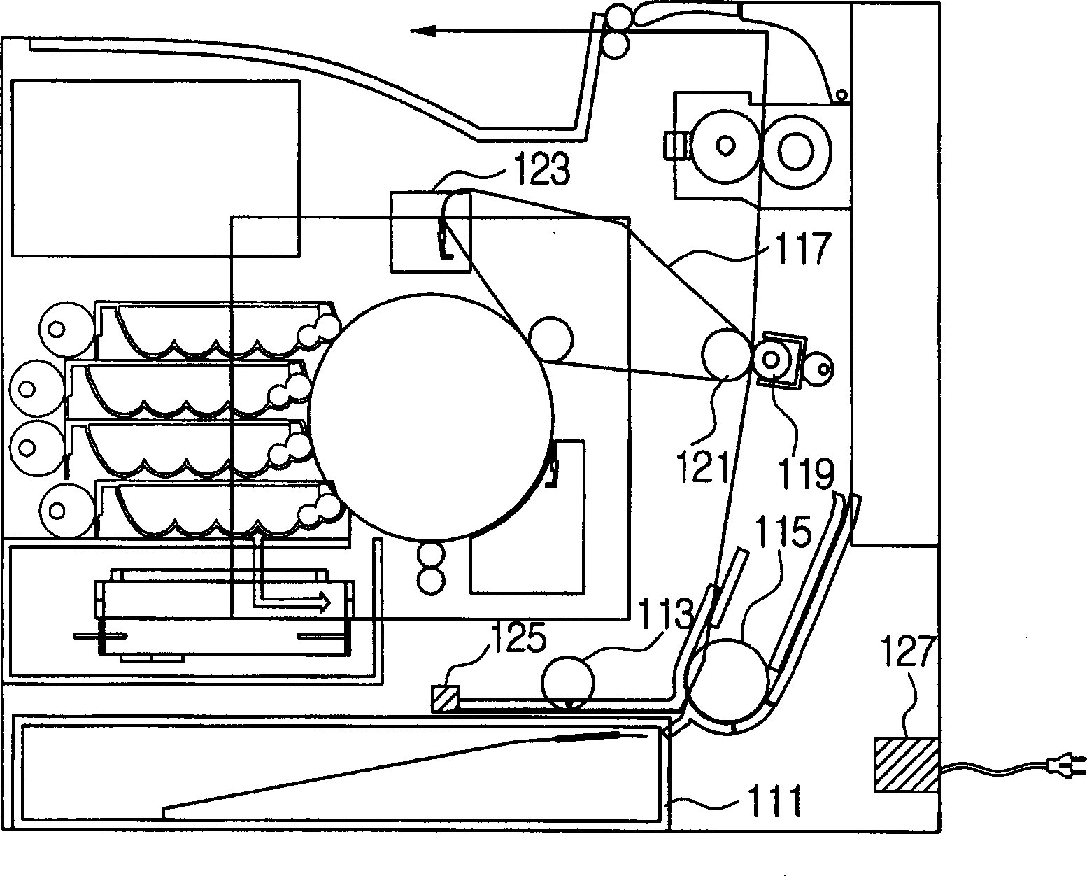 Double-face electronic processor-camera mechanism and method for controlling its toner image concentration