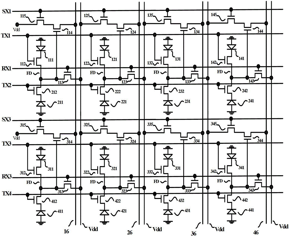 CMOS image sensor columns share pixel units and pixel arrays